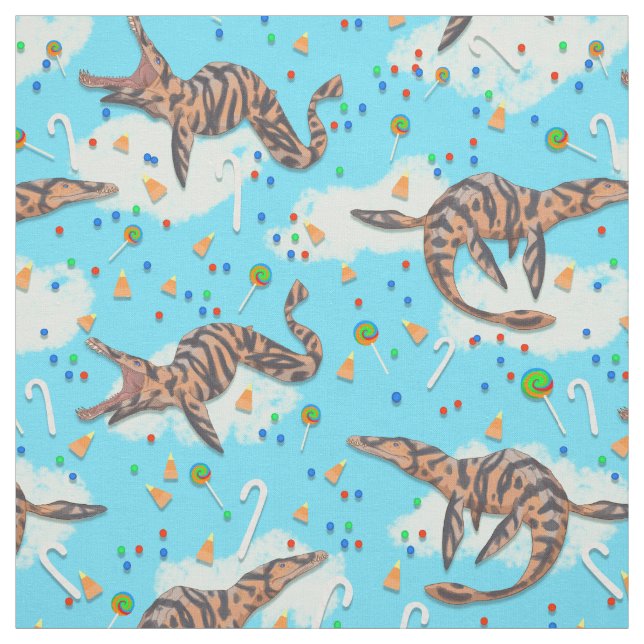 Magical Candy Crunch Prehistorisches Liopleurodon Stoff (Muster)