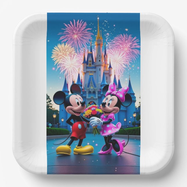 Magical Castle Mickey and Minnie Mouse Party Paper Pappteller (Vorderseite)