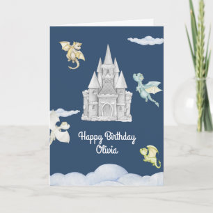 Magical Castle Niedlich Dragons Kindergeburtstag Karte
