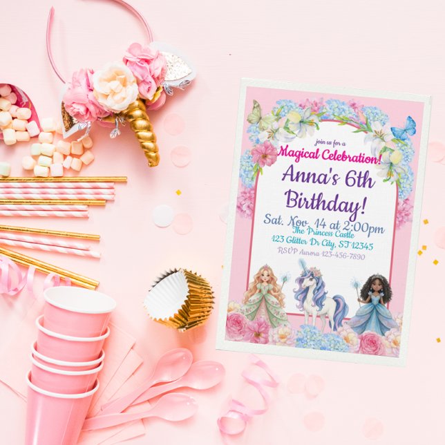 Magical Celebration Princess Unicorn Birthday Einladung (Von Creator hochgeladen)