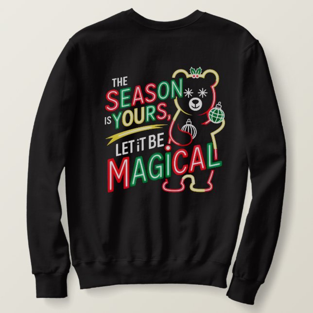 Magical Christmas Bear Festive Holiday Pullover  (Design Rückseite)