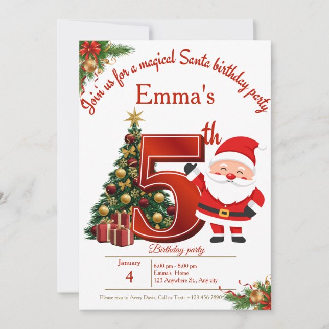 Magical Christmas Birthday Card for Girls Dankeskarte (Vorderseite)