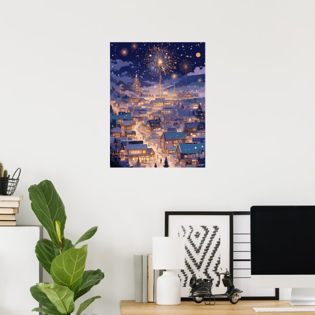 Magical Christmas City Fireworks Night Poster (Heimbüro)