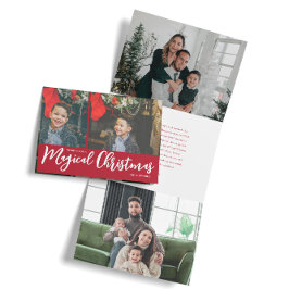 Magical Christmas Photo Collage Dreifach Gefaltete Urlaubskarte