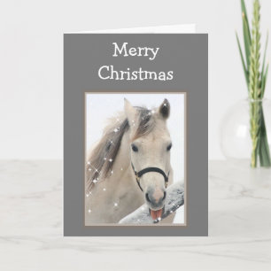 Magical Christmas Wishes White Snow Horse Animal Karte