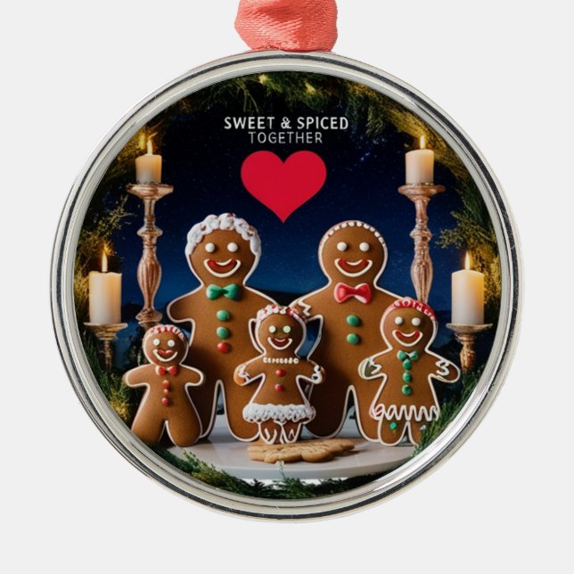 Magical Cinematic Gingerbread Family Wreath  Ornament Aus Metall (Vorne)