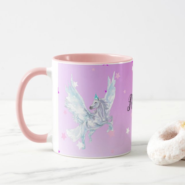 Magical color start white unicorn tasse (Mit Donut)