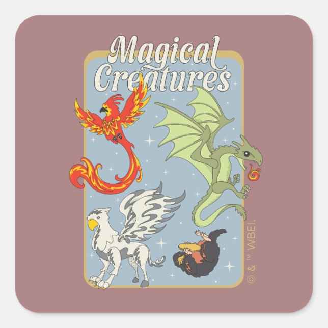 Magical Creatures Vintage Graphic Quadratischer Aufkleber (Vorderseite)