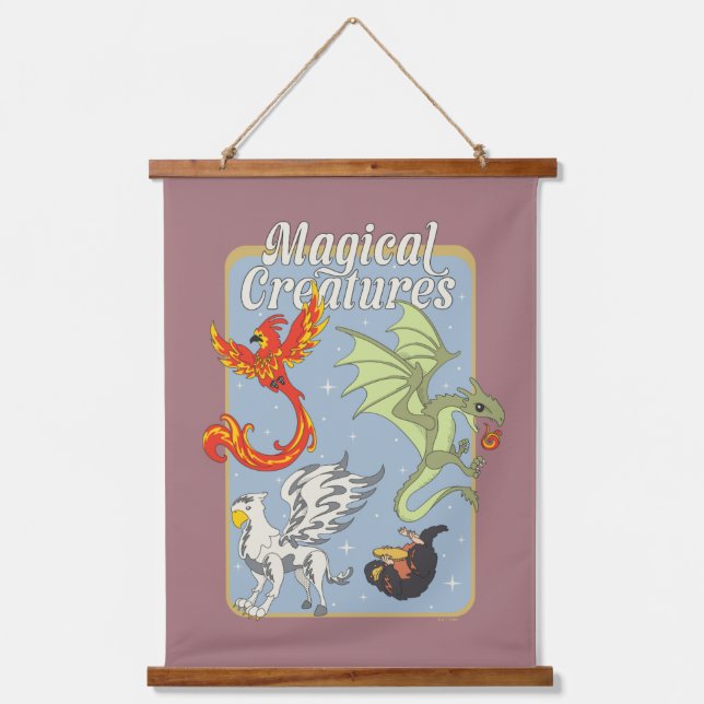 Magical Creatures Vintage Graphic Wandteppich Mit Holzrahmen (Vorderseite)