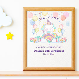 Magical cute unicorn girl birthday celebration poster
