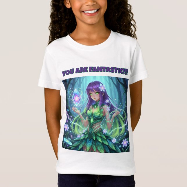 Magical Cyber Forest Fairy Girl T-Shirt for Kids (Vorderseite)