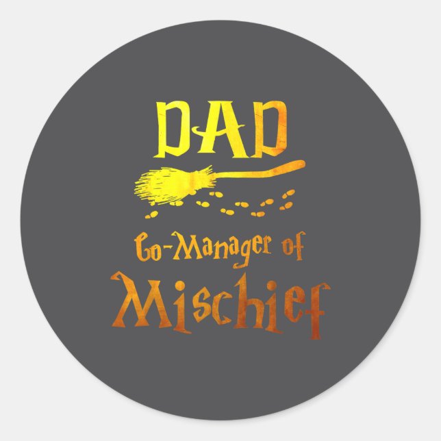 Magical Dad, Manager Of Mischief Birthday Family M Runder Aufkleber (Vorderseite)