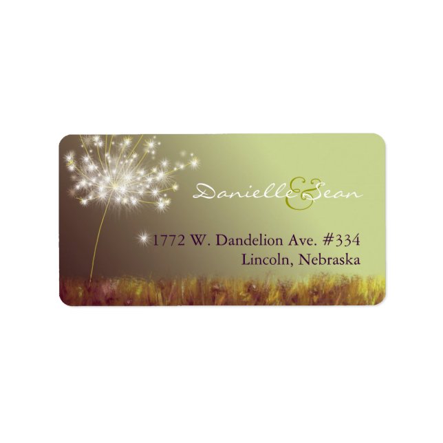 Magical Dandelion Wedding Address Adressaufkleber (Vorne)