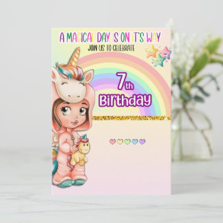 Magical Day Unicorn 7. Geburtstag Einladung