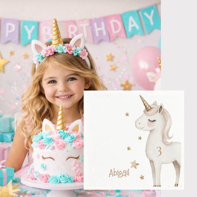 Magical Day Unicorn Girl Birthday Party Cocktail Serviette (Von Creator hochgeladen)