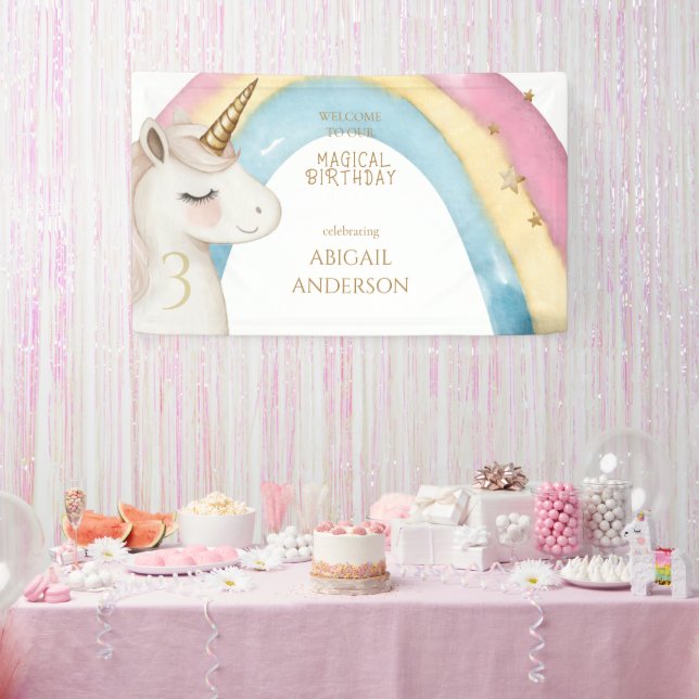Magical Day Unicorn Girl Birthday Party Welcome Banner (Party)