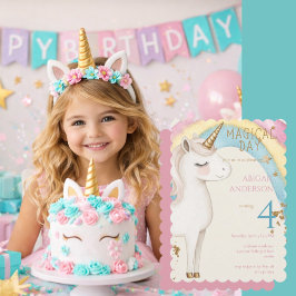 Magical Day Unicorn Rainbow Girl Birthday Party Einladung