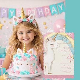 Magical Day Unicorn Rainbow Girl Birthday Party II Einladung