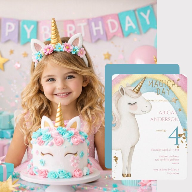 Magical Day Unicorn Turquoisse Girl Birthday Party Einladung (Von Creator hochgeladen)