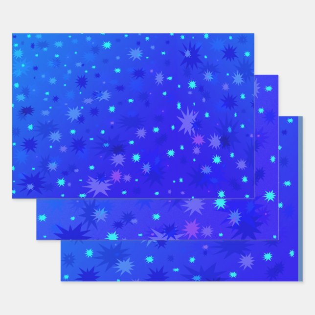 Magical Deep Blue Starry Sky der 1970er Jahre Geschenkpapier Set (Set)
