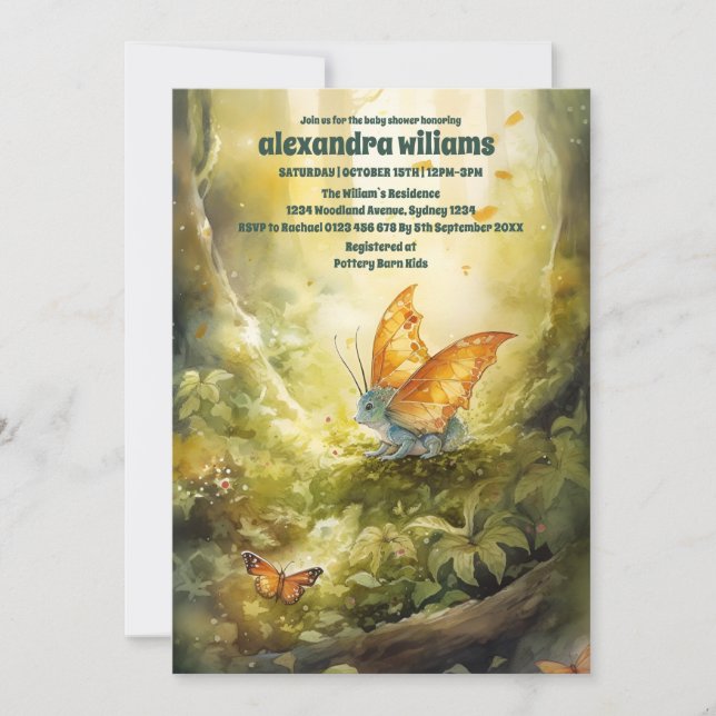 Magical Dragon Baby Dusche Einladung (Vorderseite)