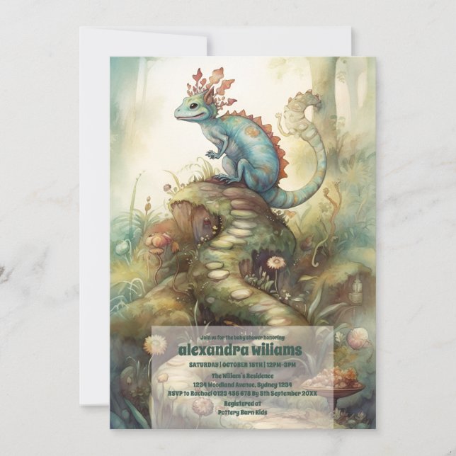 Magical Dragon Baby Dusche Einladung (Vorderseite)