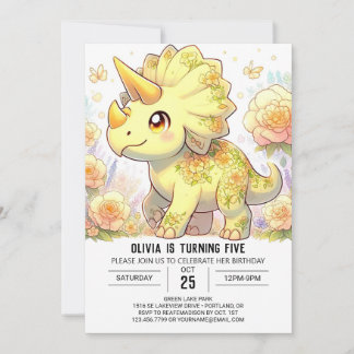 Magical Elegant Dinosaur Digitaler Geburtstag Einladung