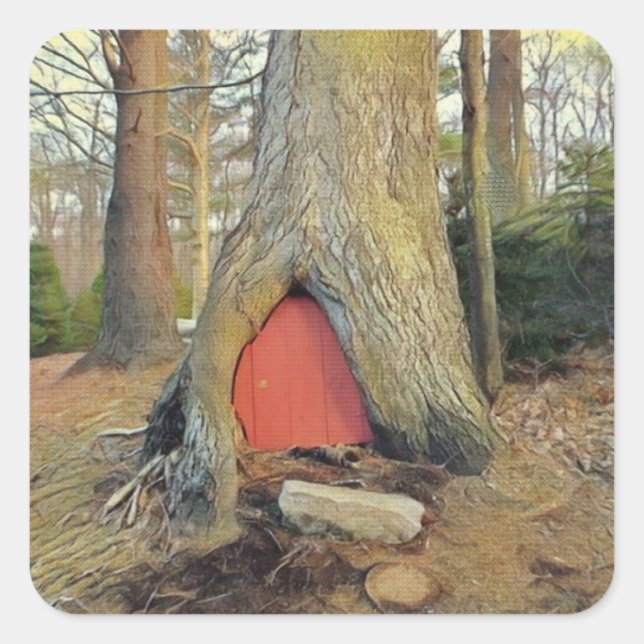 Magical Elf House Quadratischer Aufkleber (Vorderseite)