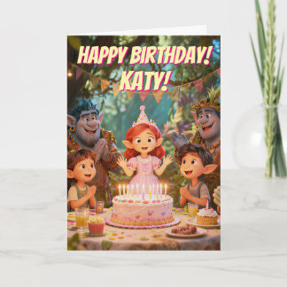 Magical Enchanted Forest Trolls Birthday Party  Karte