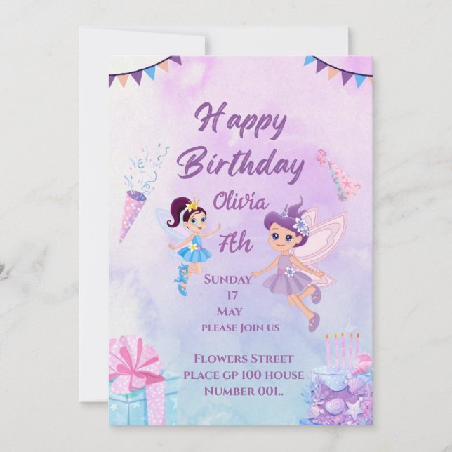 Magical Fairies Girls Card Geburtstag Einladung (Vorderseite)
