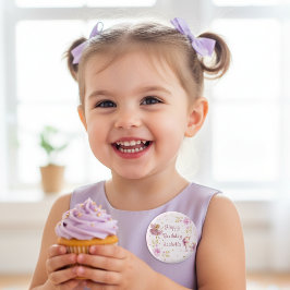 Magical Fairy and Unicorn Girls Birthday Party Button