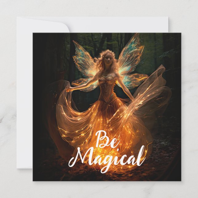 Magical Fairy Angel with Wings in Forest Pixie Einladung (Vorderseite)