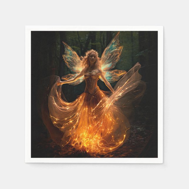 Magical Fairy Angel with Wings in Forest Pixie Serviette (Vorderseite)