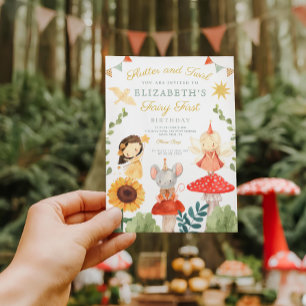 Magical Fairy First Birthday Mushroom Woodland Einladung
