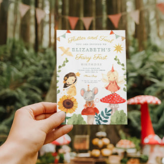 Magical Fairy First Birthday Mushroom Woodland Einladung