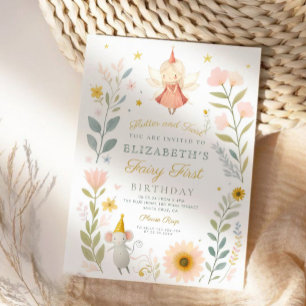 Magical Fairy First Birthday Mushroom Woodland Einladung