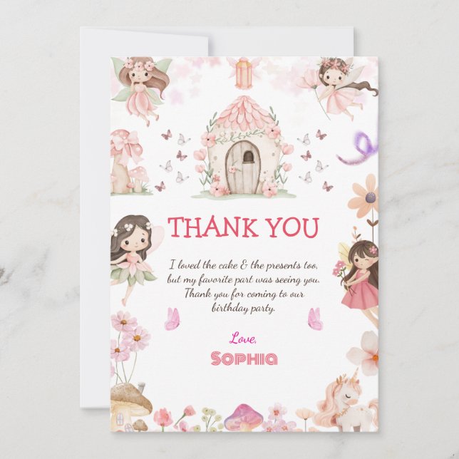 Magical Fairy First Birthday Thank You cards  Dankeskarte (Vorderseite)