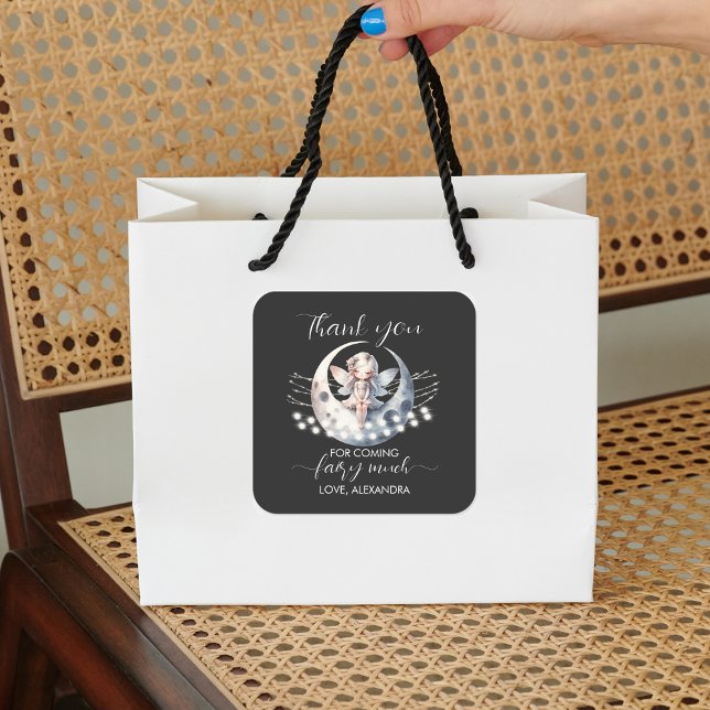 Magical Fairy First Girl Birthday Quadratischer Aufkleber (Von Creator hochgeladen)