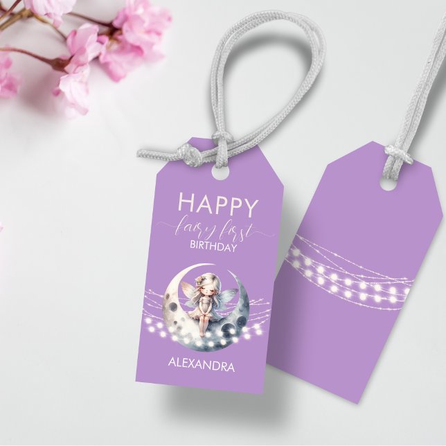 Magical Fairy First Girl Happy Birthday Geschenkanhänger (Magical Fairy First Girl Happy Birthday Gift Tags)