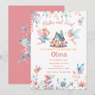 Magical Fairy Floral Garden Girl Birthday Party Einladung