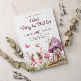 Magical Fairy Floral Garden Girls Geburtstag Einladung