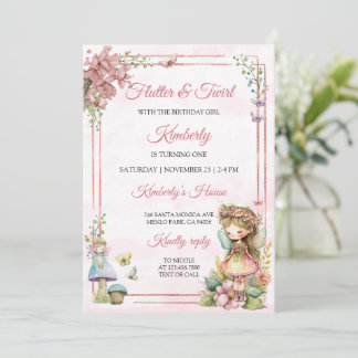 Magical Fairy Floral Garden Pixie Girls Geburtstag Einladung