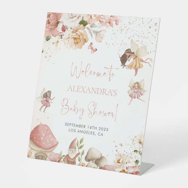 Magical Fairy Garden Baby Dusche Begrüßungszeichen Sockelschild (Vorderseite)