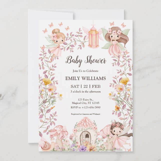 Magical Fairy Garden Baby Shower Invitatio Einladung (Vorderseite)