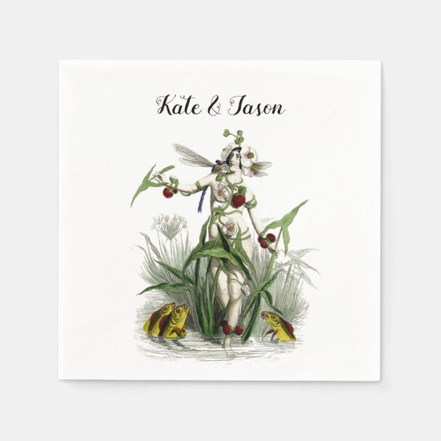 Magical Fairy Garden Blume & Creatures Wedding Serviette (Vorderseite)