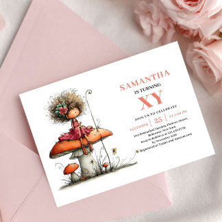 Magical Fairy Girl 3rd Birthday Blush Floral  Einladung