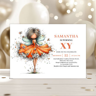 Magical Fairy Girl 3rd Birthday Pastel Floral Einladung