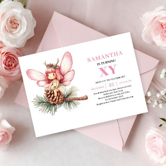 Magical Fairy Girl 4th Birthday Pink Blush invite Einladung