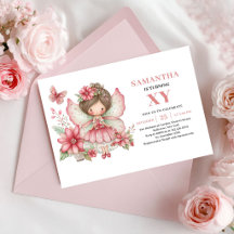 Magical Fairy Girl Birthday Blush Pink Invitation