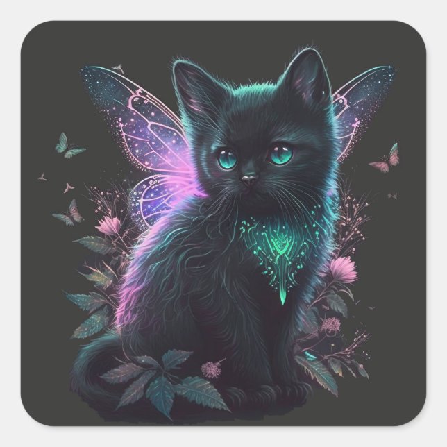 Magical Fairy Kitten Quadratischer Aufkleber (Vorderseite)